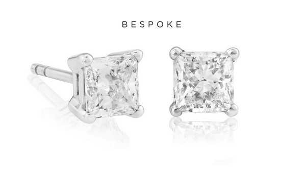 Bespoke Princess Cut Diamond Studs 1.44ct 18K White Gold
