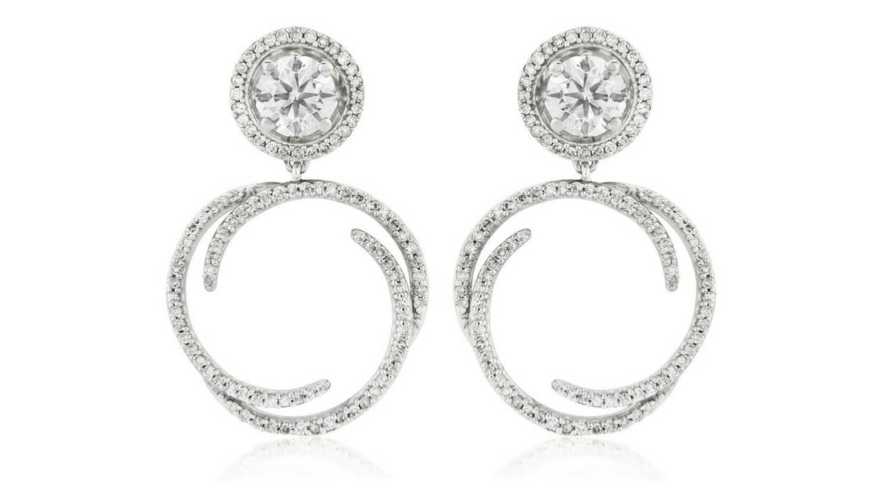 Diamond drop earring jackets with 1 carat solitaire diamond earrings