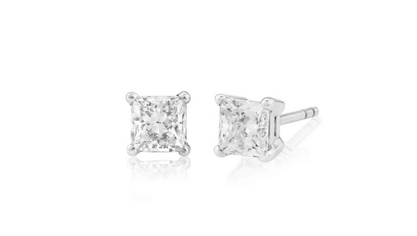 Princess cut diamond earrings 0.50 carat GIA graded D, VS1