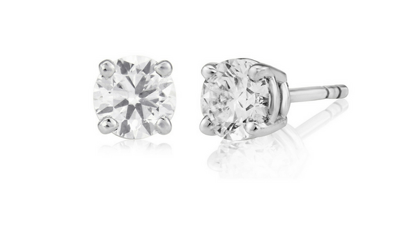 Round solitaire diamond earrings, certified diamonds, 0.80ct