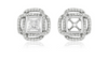 Square diamond earring jackets with one round cut diamond stud