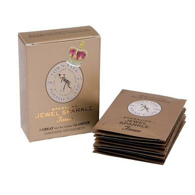 Town Talk Polish jewel sparkle tissue box and ten individually wrapped sachets