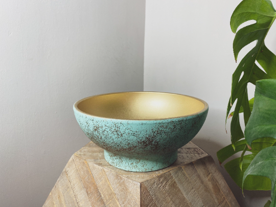 Duck egg bowl - gold marble