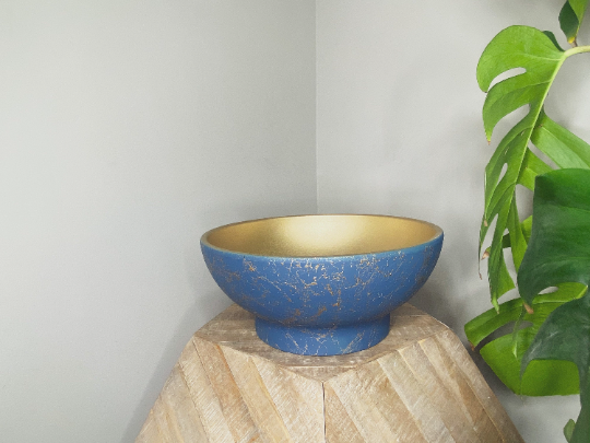 Navy bowl - gold marble
